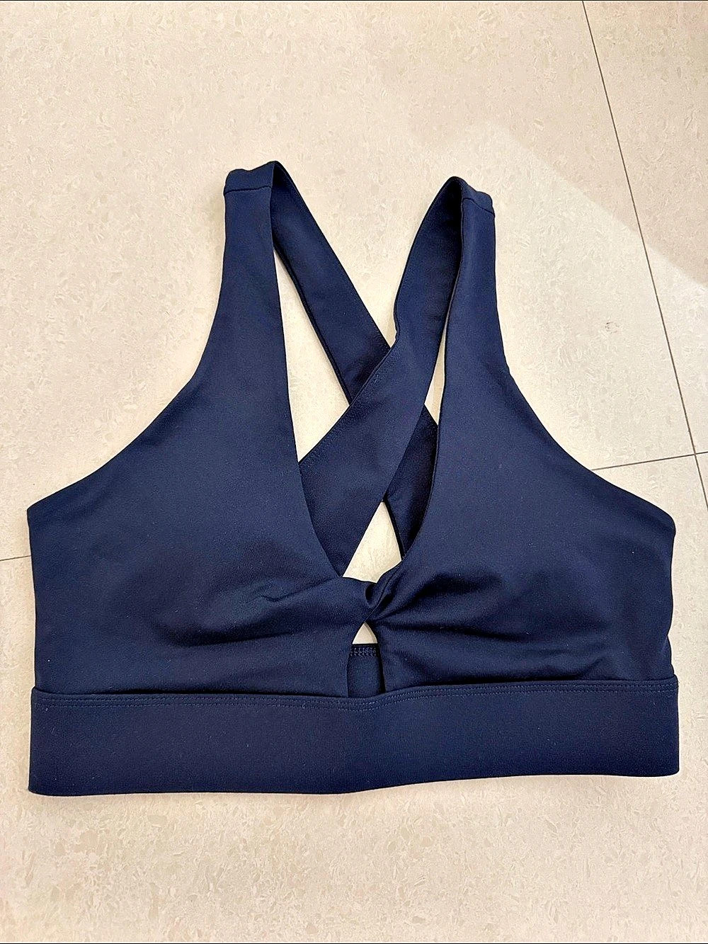 Fabletics Oasis Twist Sports Bra Blue Medium
